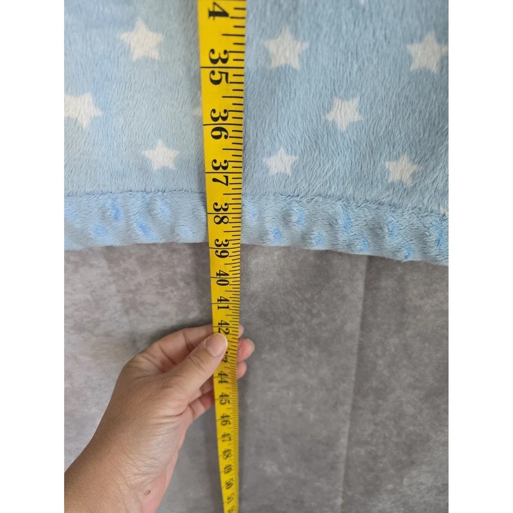 Carters Child Of Mine Blue White Stars Giraffe Velour Sherpa Baby Blanket